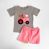 Boys T-Shirt & Shorts Matching Set Embroidered Patchwork Little Farm