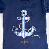 Boys T-Shirt & Shorts Matching Set Embroidered Patchwork Anchors Away