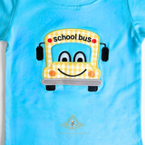 Boys T-Shirt & Shorts Matching Set Embroidered Patchwork School Bus