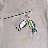 Boys T-Shirt & Shorts Matching Set Embroidered Patchwork Fish On!