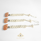 Crochet Macramé Baby Pacifier Clip-On Holder Wooden Elephant Natural