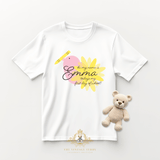 Girls Custom Graphic Tees Personalized First Day of School Name Little Bird & Crayon