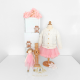 Girls Cardigan Sweater Knitted Flowers White