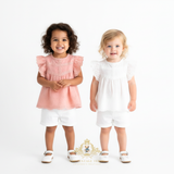 Girls Blouse Lovely Floral Eyelet Lace Embroidery Cap Sleeves Bohemian White