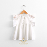 Girls Blouse Lovely Floral Eyelet Lace Embroidery Cap Sleeves Bohemian White