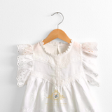 Girls Blouse Lovely Floral Eyelet Lace Embroidery Cap Sleeves Bohemian White