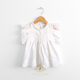 Girls Blouse Lovely Floral Eyelet Lace Embroidery Cap Sleeves Bohemian White