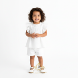 Girls Blouse Lovely Floral Eyelet Lace Embroidery Cap Sleeves Bohemian White