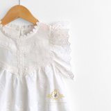 Girls Blouse Lovely Floral Eyelet Lace Embroidery Cap Sleeves Bohemian White