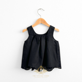 Girls Blouse Lovely Floral Eyelet Lace Embroidery Sleeveless Bohemian Black