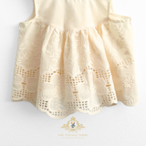 Girls Blouse Lovely Floral Eyelet Lace Embroidery Sleeveless Bohemian Cream