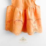 Girls Blouse Lovely Floral Eyelet Lace Embroidery Sleeveless Bohemian Tangerine