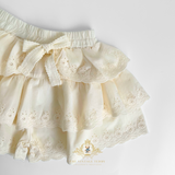 Girls Eyelet Lace Embroidered Skort Bohemian Cream