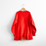 Girls Knit Sweater Dress Long Sleeve Christmas Red