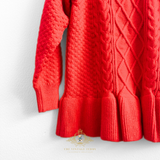 Girls Knit Sweater Dress Long Sleeve Christmas Red