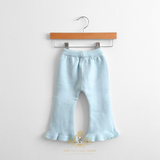 Girls Knitted Two-Piece Cardigan Sweater & Pants Set Baby Blue