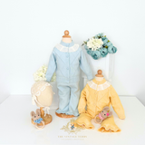 Girls Knitted Two-Piece Cardigan Sweater & Pants Set Baby Blue