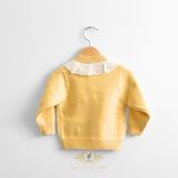 Girls Knitted Two-Piece Cardigan Sweater & Pants Set Butter Yellow