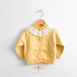 Girls Knitted Two-Piece Cardigan Sweater & Pants Set Butter Yellow