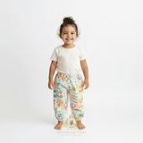 Girls Luna Pants Comfy Loose Fitting Bohemian Elastic Waistband Fun Characters Patchwork