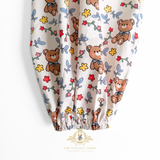 Girls Luna Pants Comfy Loose Fitting Bohemian Elastic Waistband Teddy Bears & Flowers