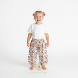 Girls Luna Pants Comfy Loose Fitting Bohemian Elastic Waistband Teddy Bears & Flowers