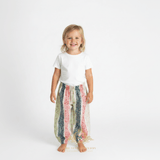 Girls Luna Pants Comfy Loose Fitting Bohemian Elastic Waistband Botanicals Patchwork