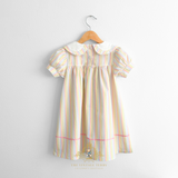 Girls Embroidered Bib Collar Dress Sunshine Stripes & Sailboats