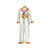 Girls Long Sleeve Pajamas Top & Pants Set Little Turkey