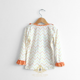 Girls Long Sleeve Pajamas Top & Pants Set Little Turkey