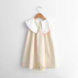 Girls Embroidered Bib Collar Sleeveless Dress Sunshine Stripes & Sailboats