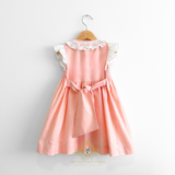 Girls Smocked Spanish Style Celebration Dress Blush & White