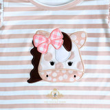 Girls Top & Shorts Matching Set Embroidered Patchwork Little Cow