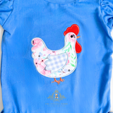 Girls Top & Shorts Matching Set Embroidered Patchwork Little Hen