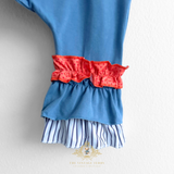 Girls Embroidered Overalls Dungarees One-Piece Romper Little Turkey