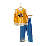 Girls Top & Pants Matching Set Embroidered Patchwork Little Turkey