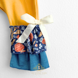 Girls Long Sleeve Romper One-Piece Embroidered Patchwork Little Turkey