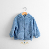 Baby & Toddler Boys Teddy Bear Plush Hoodie Kids Jacket Sky Blue