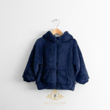 Baby & Toddler Boys Teddy Bear Plush Hoodie Kids Jacket Navy Blue
