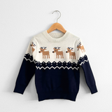 Unisex Christmas Knit Sweaters Reindeers Navy Blue