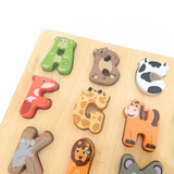 Children's Early Learning Cognitive Wooden Toys Alphabet Animal Characters Play Set