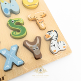 Children's Early Learning Cognitive Wooden Toys Alphabet Animal Characters Play Set