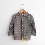 Boys Long Sleeve Dress Shirt & Pants Matching Set Gingham Burgundy & Navy Blue