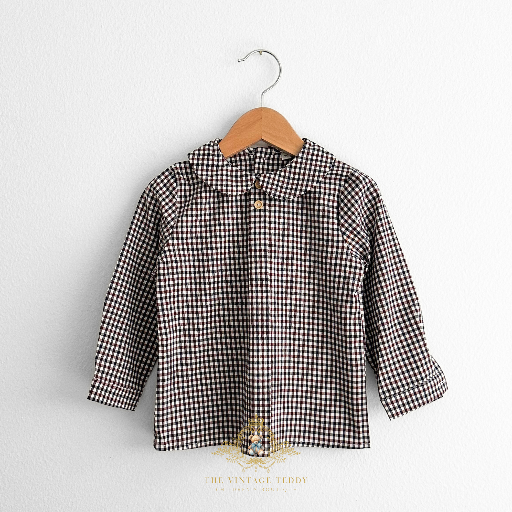Boys Long Sleeve Dress Shirt & Pants Matching Set Gingham Burgundy & Navy Blue 3T Boys Long Sleeve Dress Shirt & Pants Matching Set Gingham Burgundy & Navy Blue 3T