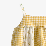 Girls Floral Gingham Dress Yellow