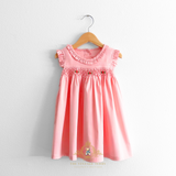Girls Smocked Embroidered Bishop Dress Spring Rosettes