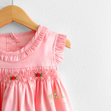 Girls Smocked Embroidered Bishop Dress Spring Rosettes