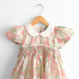 Girls Embroidered Smocked Dress Spring Floral
