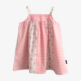 Girls Floral Gingham Dress Pink