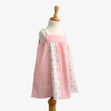 Girls Floral Gingham Dress Pink